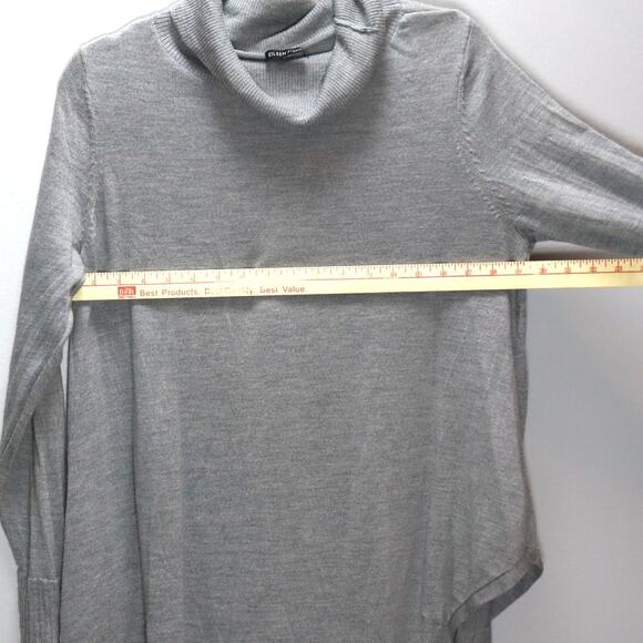 Eileen Fisher Merino Wool Gray Asymmetrical Turtleneck Sweater L - Picture 3 of 5